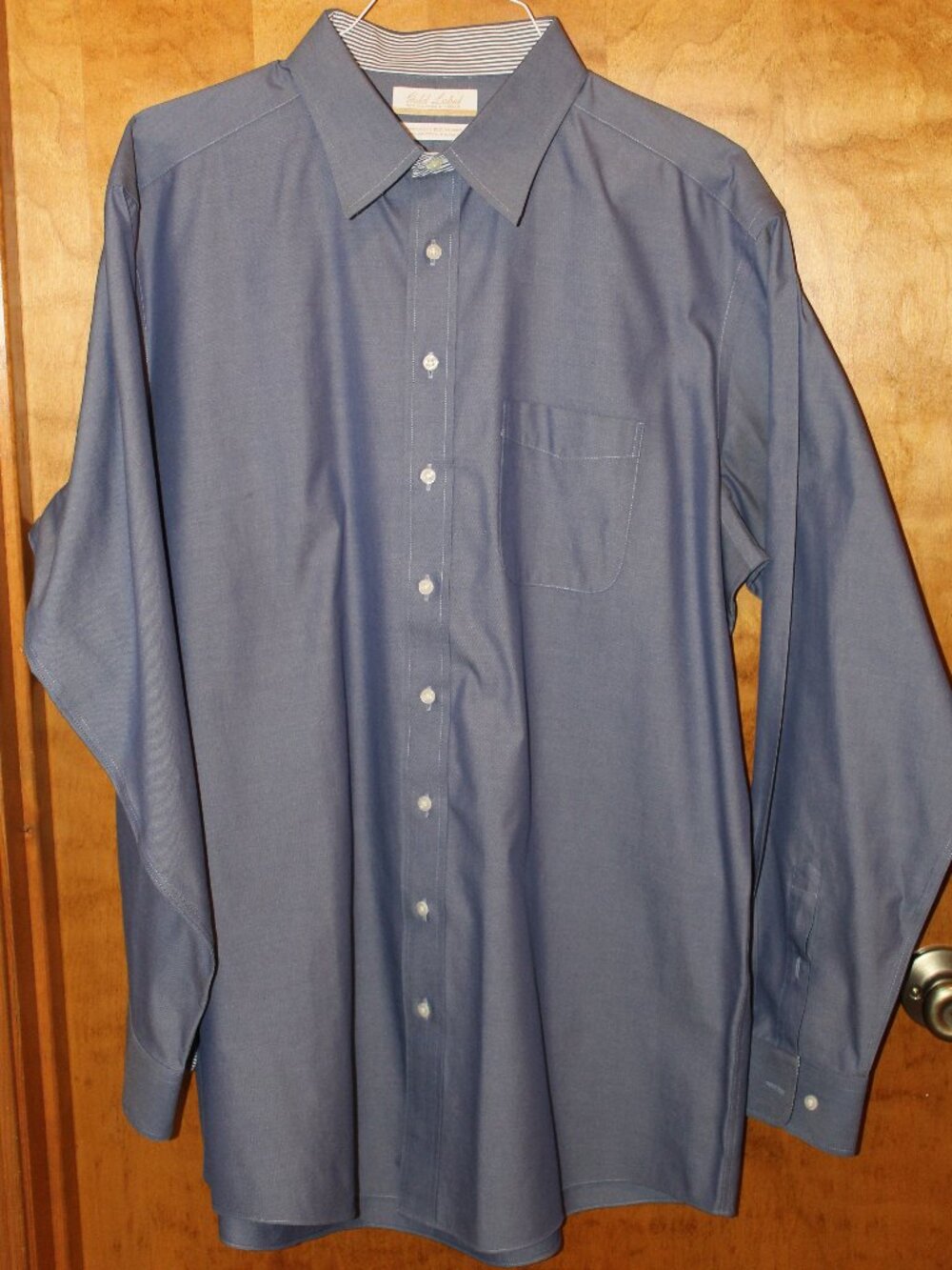 Roundtree & Yorke Gold Label Mens Size 17.5- 36/37 Tall Blue Shirt #87